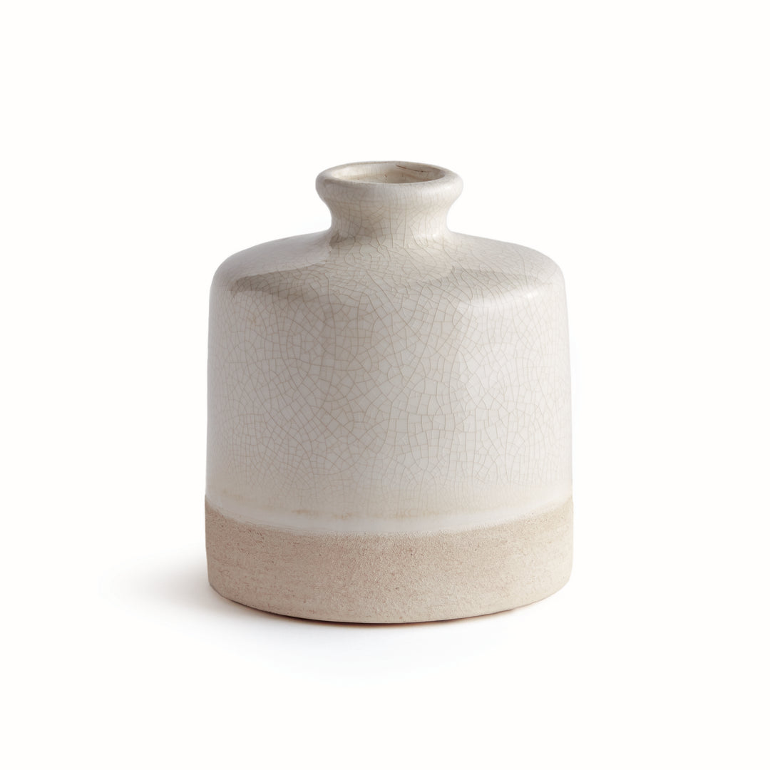 Small Warm White Crackle Glaze Bottle Vase