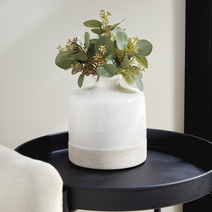 Small Warm White Crackle Glaze Bottle Vase