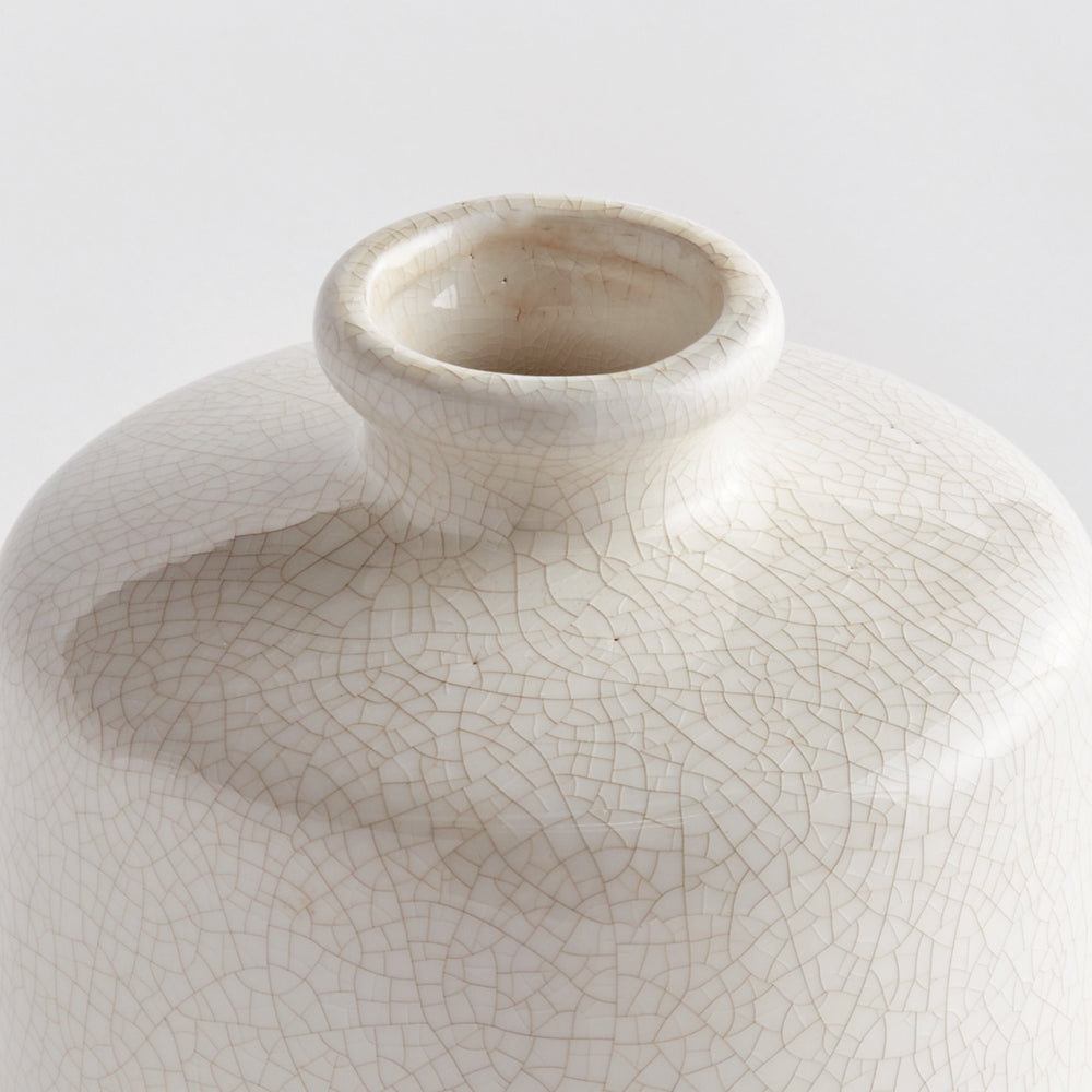 Small Warm White Crackle Glaze Bottle Vase