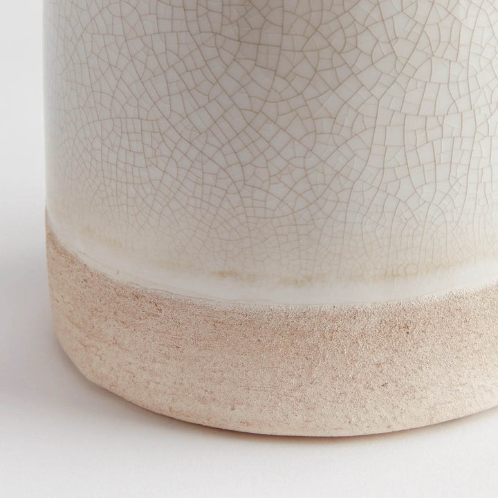 Small Warm White Crackle Glaze Bottle Vase