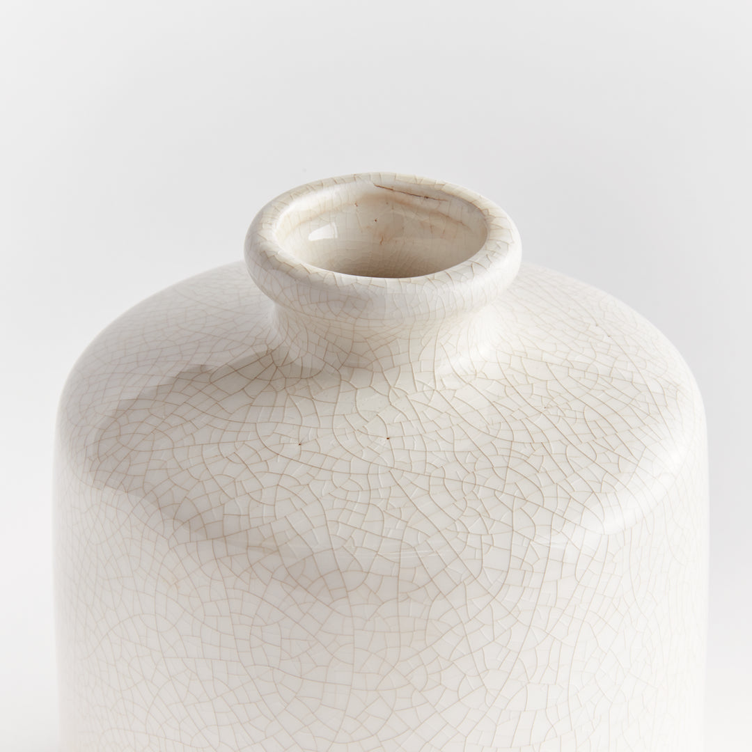 Small Warm White Crackle Glaze Bottle Vase