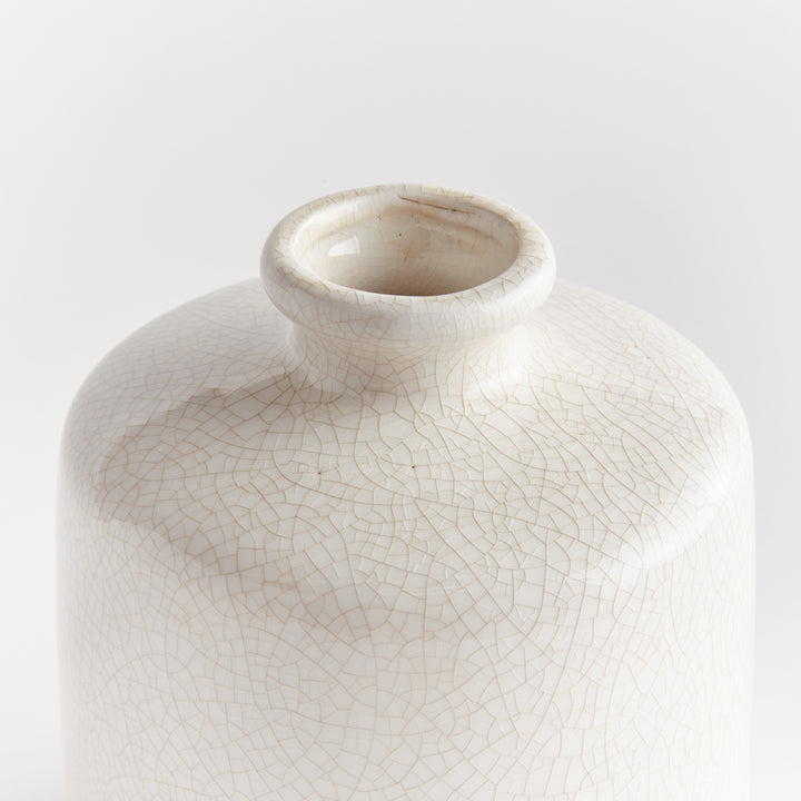 Small Warm White Crackle Glaze Bottle Vase