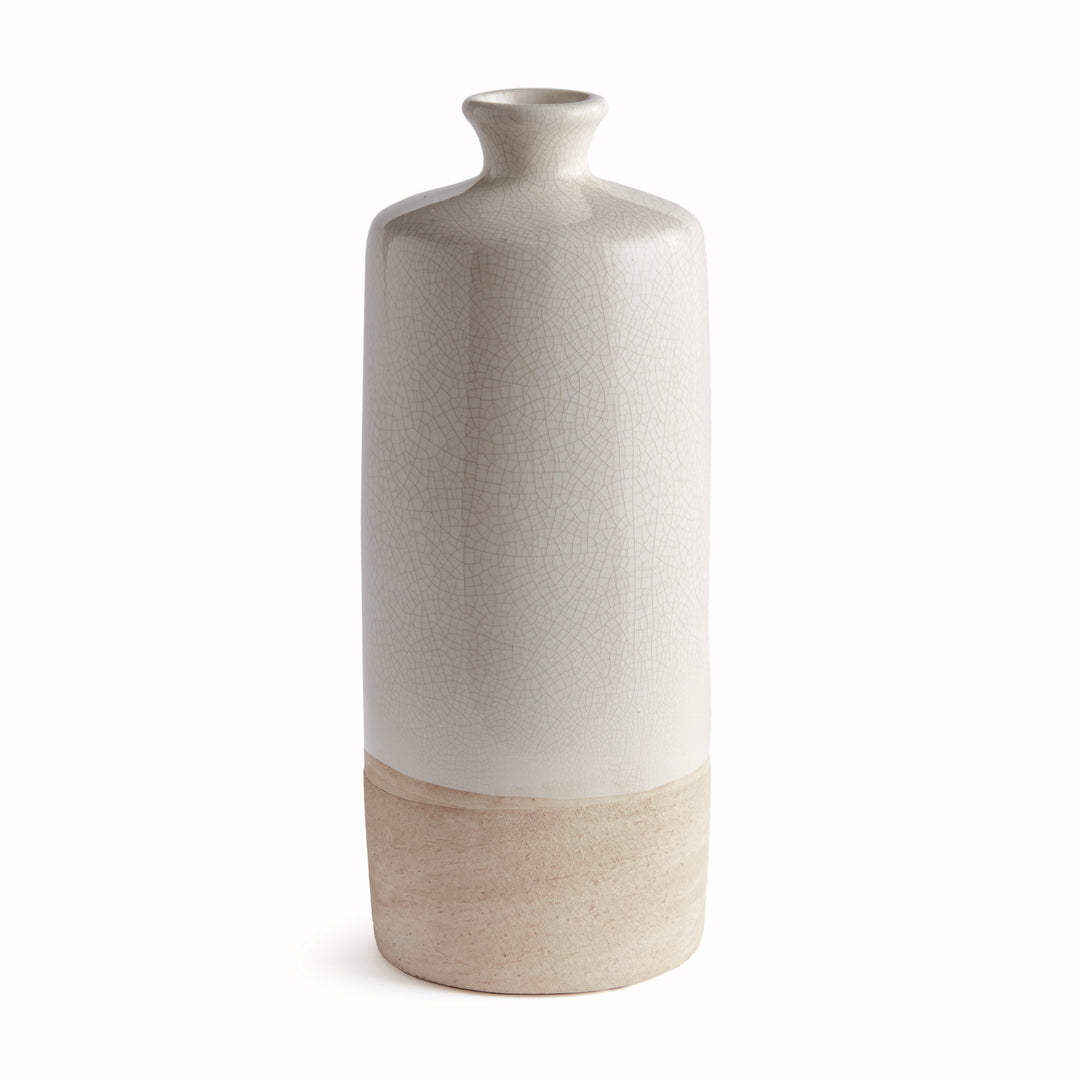 Elegant Warm White Crackle Glaze Bottle Vase