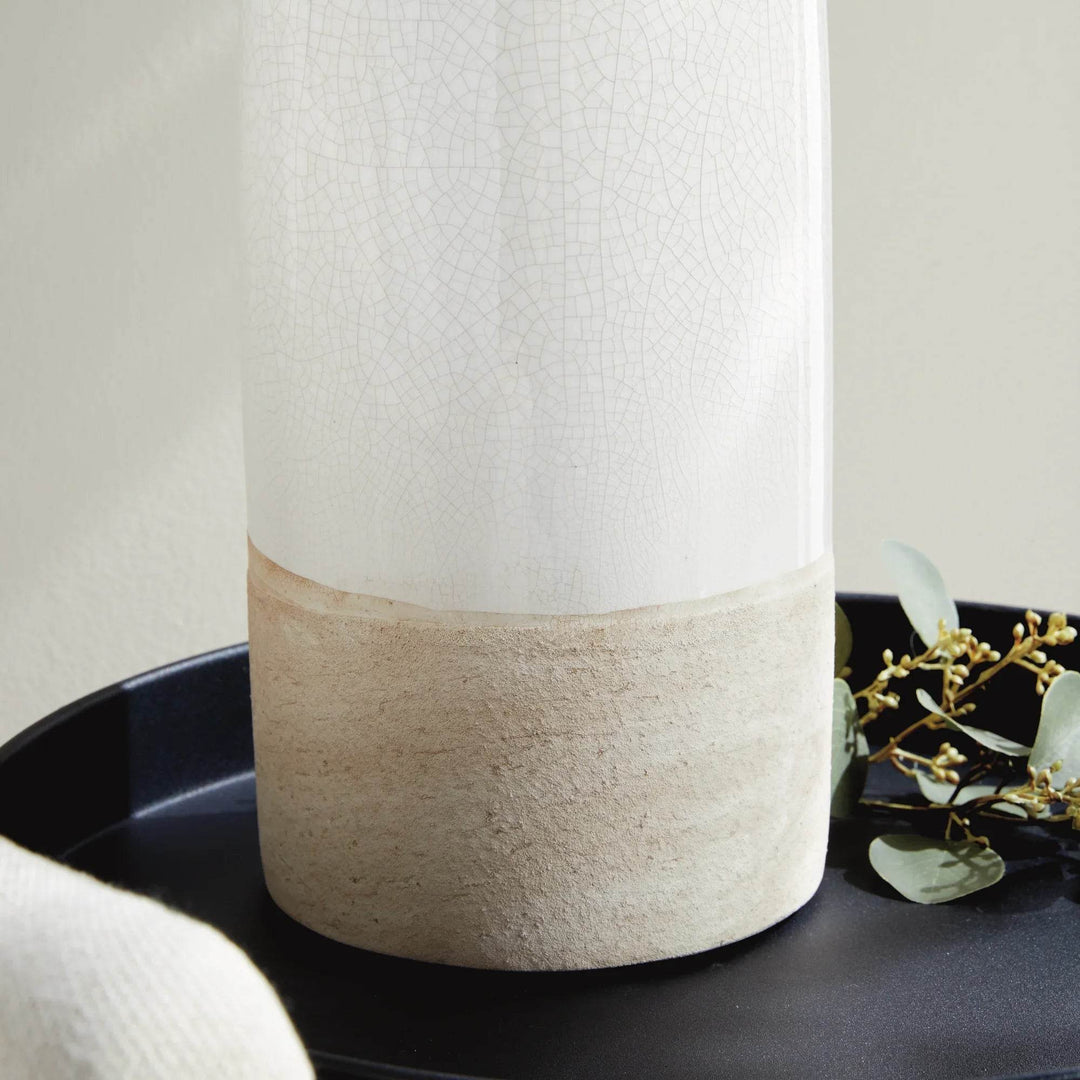 Elegant Warm White Crackle Glaze Bottle Vase