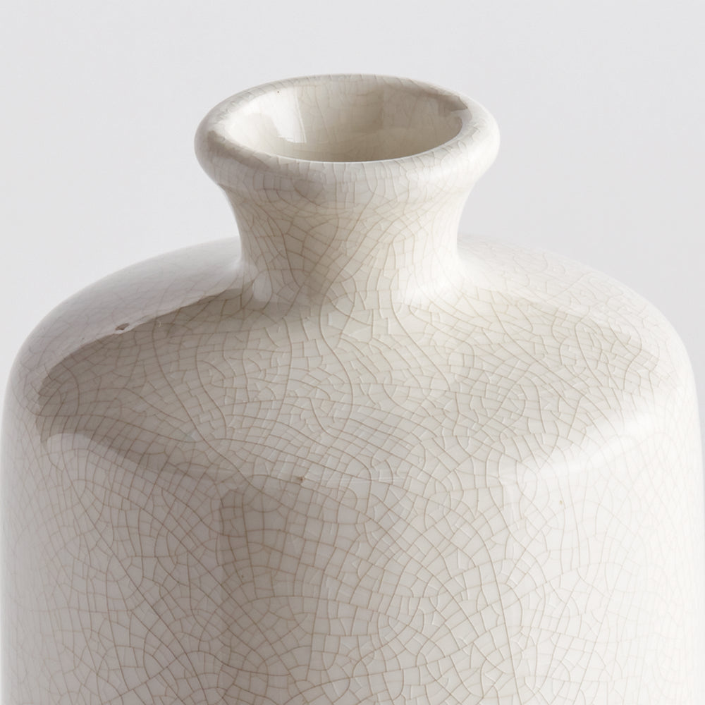 Elegant Warm White Crackle Glaze Bottle Vase