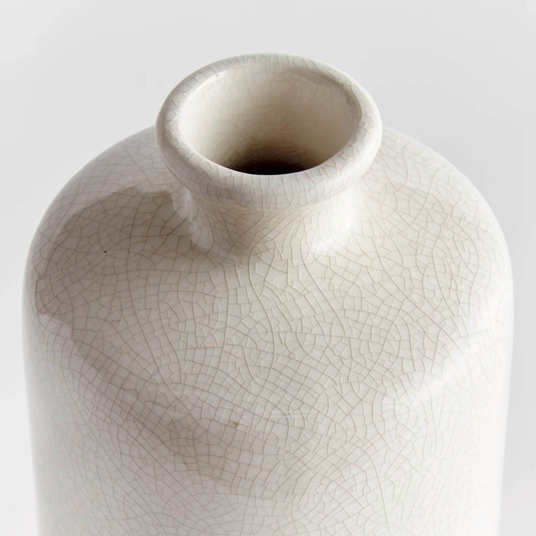 Elegant Warm White Crackle Glaze Bottle Vase