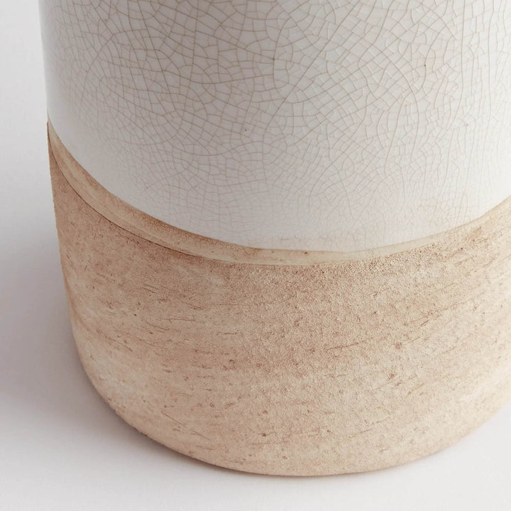Elegant Warm White Crackle Glaze Bottle Vase