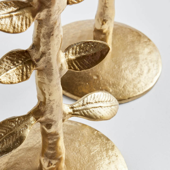 Golden Taper Candle Holders Set - Sculptural Gold Decor
