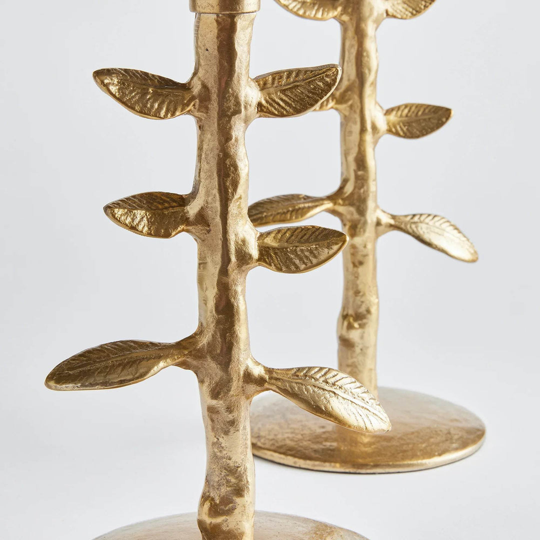 Golden Taper Candle Holders Set - Sculptural Gold Decor