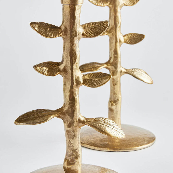 Golden Taper Candle Holders Set - Sculptural Gold Decor