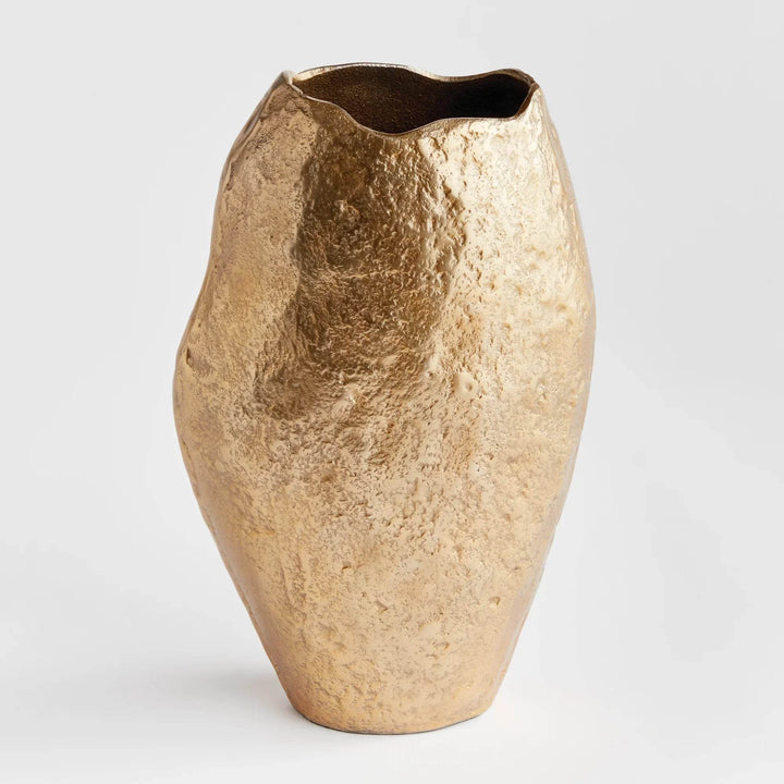 Modern Organic Tall Gold Vase for Mantels and Shelves