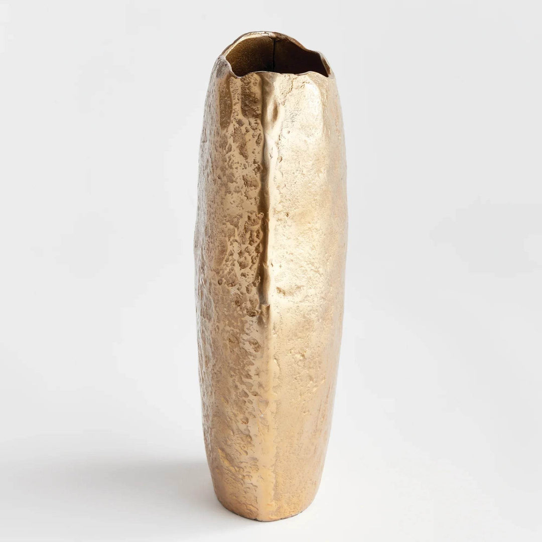 Modern Organic Tall Gold Vase for Mantels and Shelves