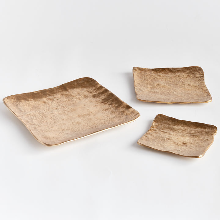 Modern Gold Cast Aluminum Decorative Serving Trays – Set of 3