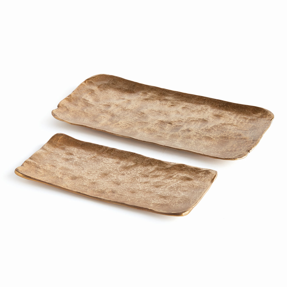 Modern Gold Cast Aluminum Decorative Trays – Set of 2