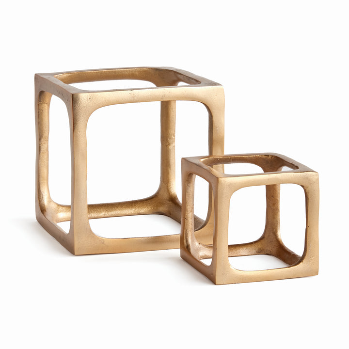 Gold Cubist Sculptures - Modern Cast Aluminum Décor