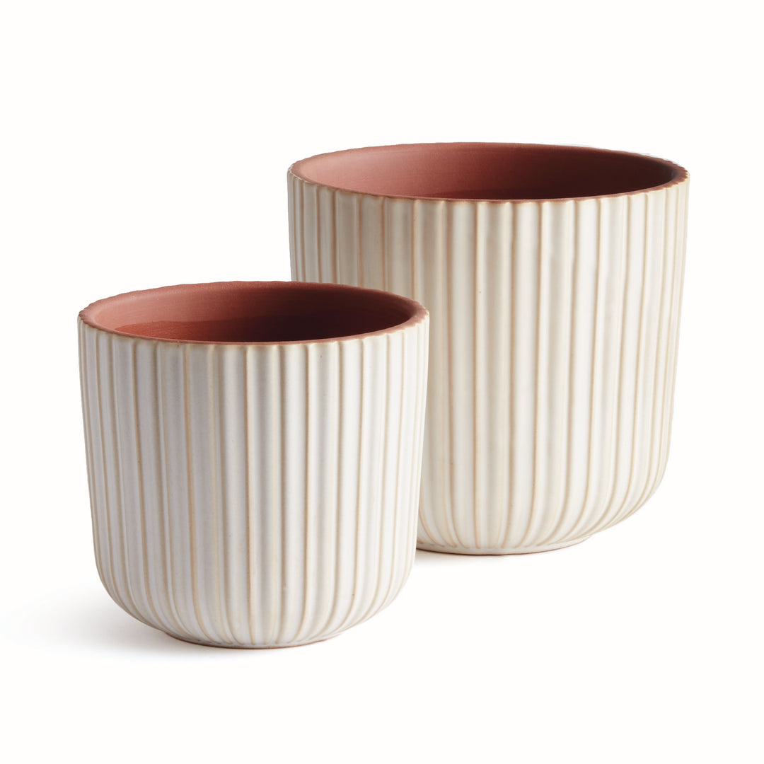 Veranda White Planter Cachepots, Set of 2