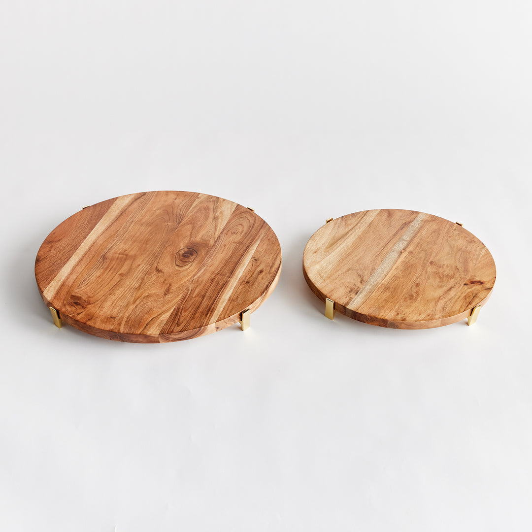 Elegant Acacia Wood Serving Boards with Stands