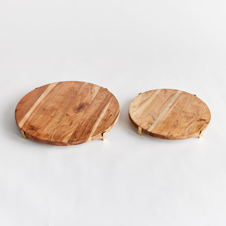 Elegant Acacia Wood Serving Boards with Stands