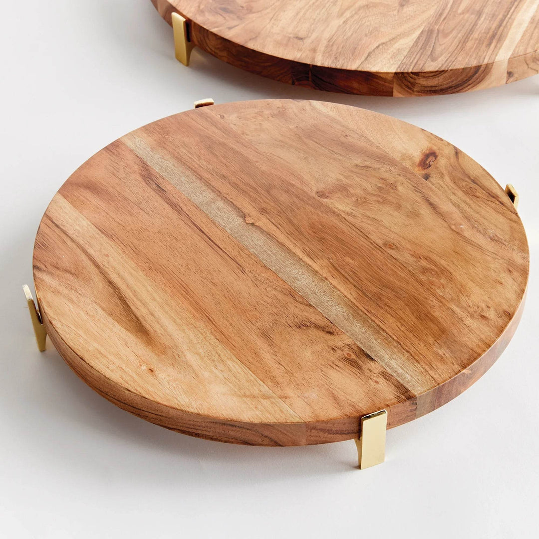 Elegant Acacia Wood Serving Boards with Stands