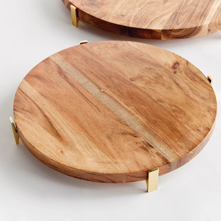 Elegant Acacia Wood Serving Boards with Stands