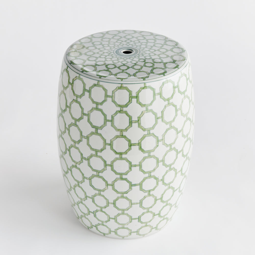 Green and White Chinoiserie Porcelain Stool Classic Design