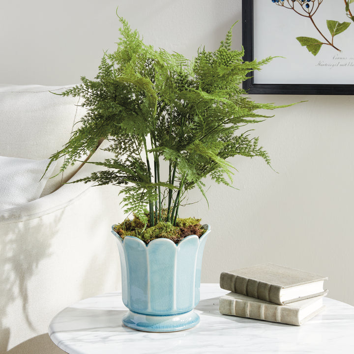 Realistic Plumosa Faux Fern Drop-In with Grower’s Pot