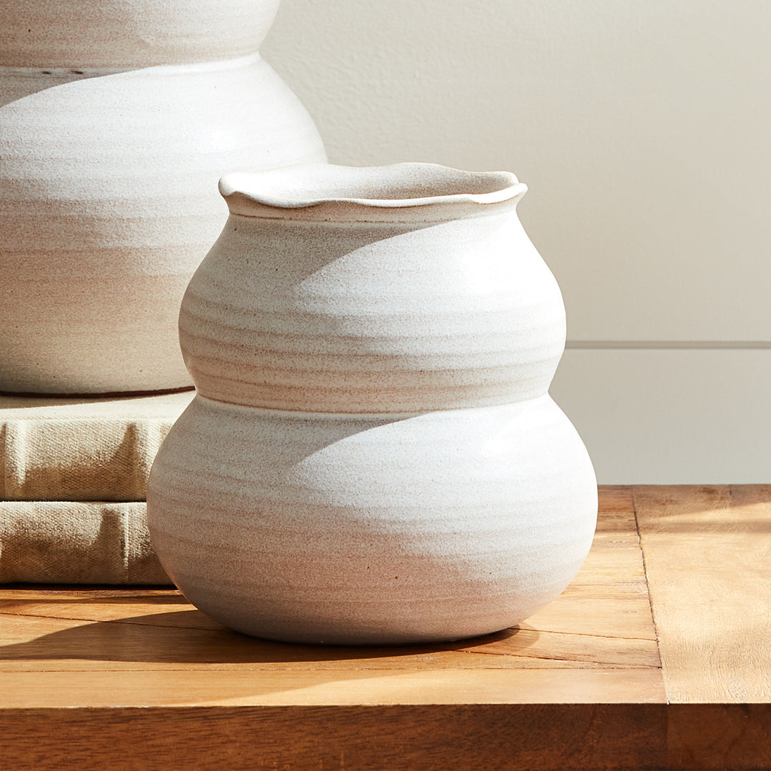 Hand-Thrown Small White Ceramic Vase with Matte Finish