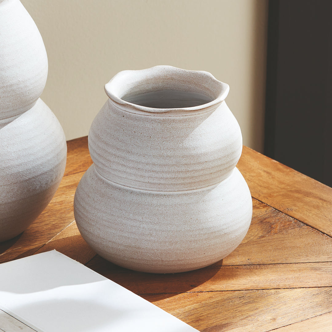 Hand-Thrown Small White Ceramic Vase with Matte Finish