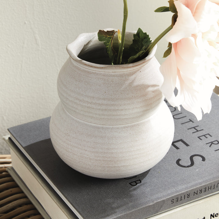 Hand-Thrown Small White Ceramic Vase with Matte Finish