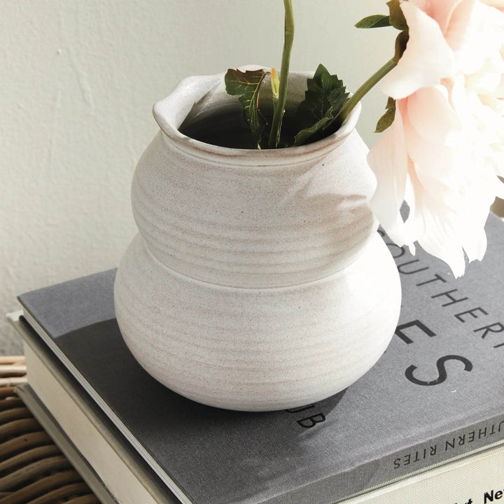 Hand-Thrown Small White Ceramic Vase with Matte Finish