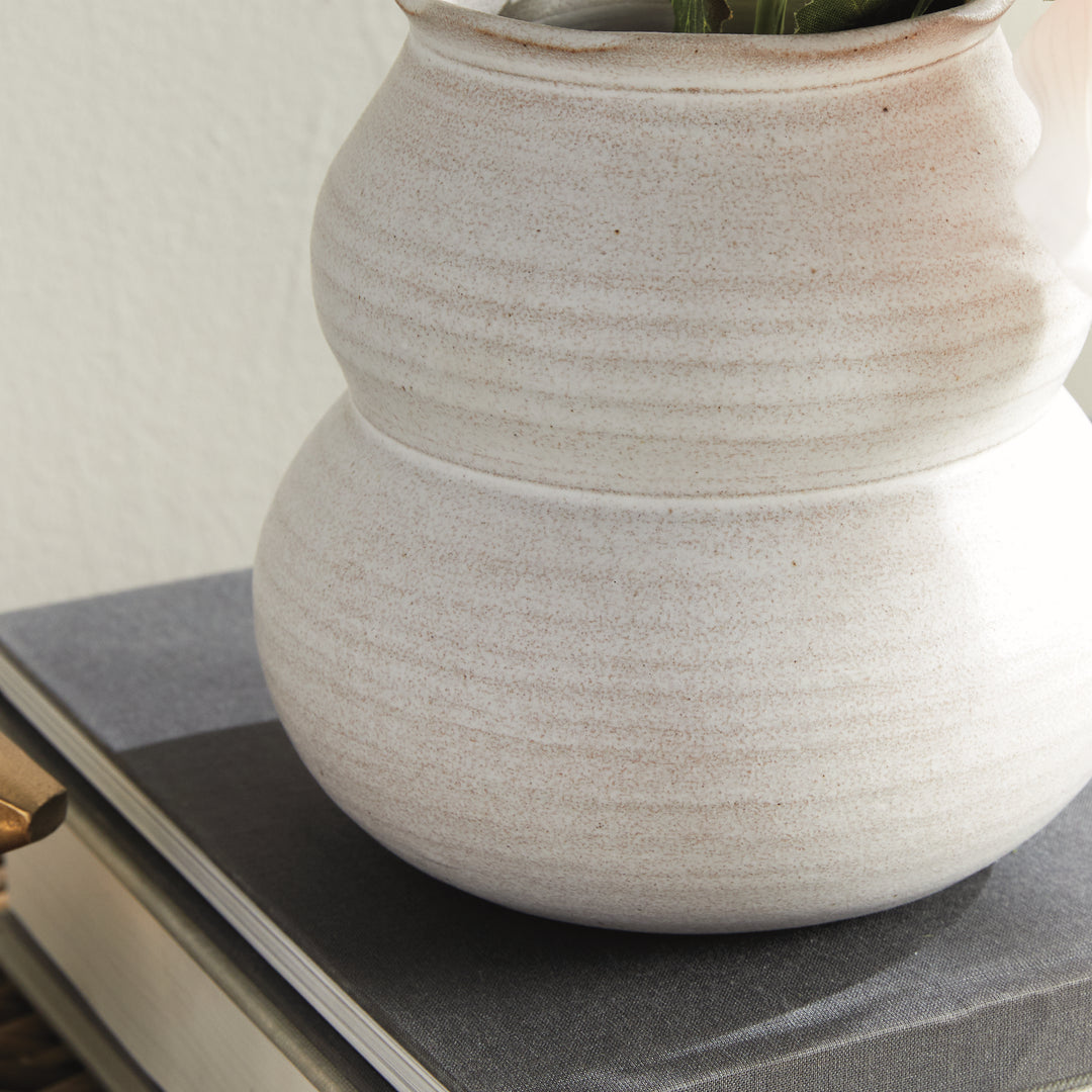 Hand-Thrown Small White Ceramic Vase with Matte Finish