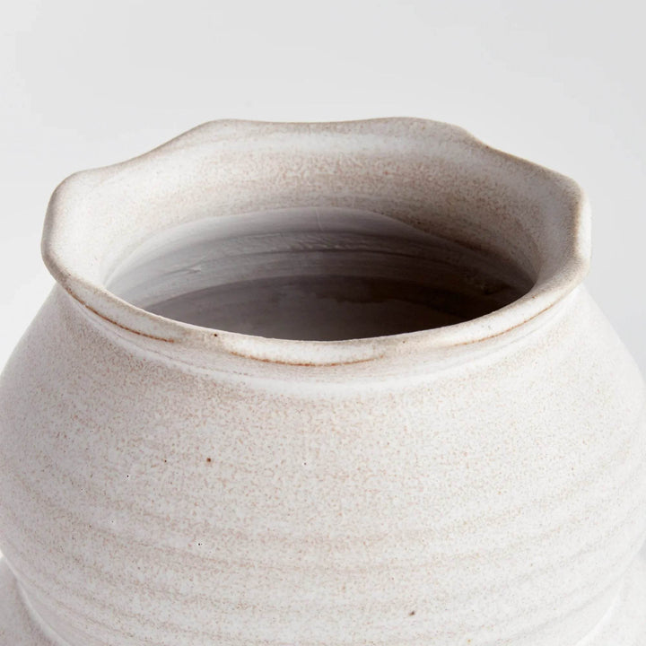 Hand-Thrown Small White Ceramic Vase with Matte Finish