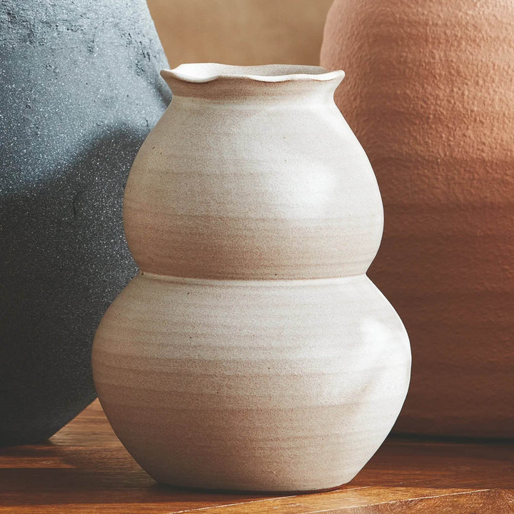 Hand-Thrown Large White Ceramic Vase with Matte Finish