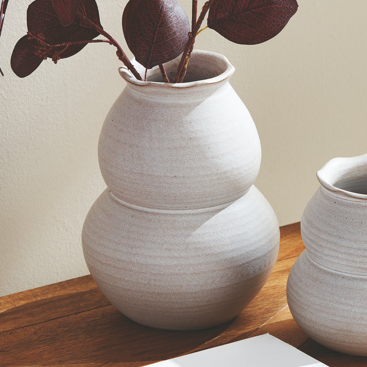 Hand-Thrown Large White Ceramic Vase with Matte Finish