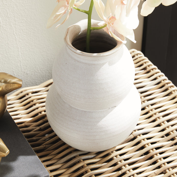 Hand-Thrown Large White Ceramic Vase with Matte Finish