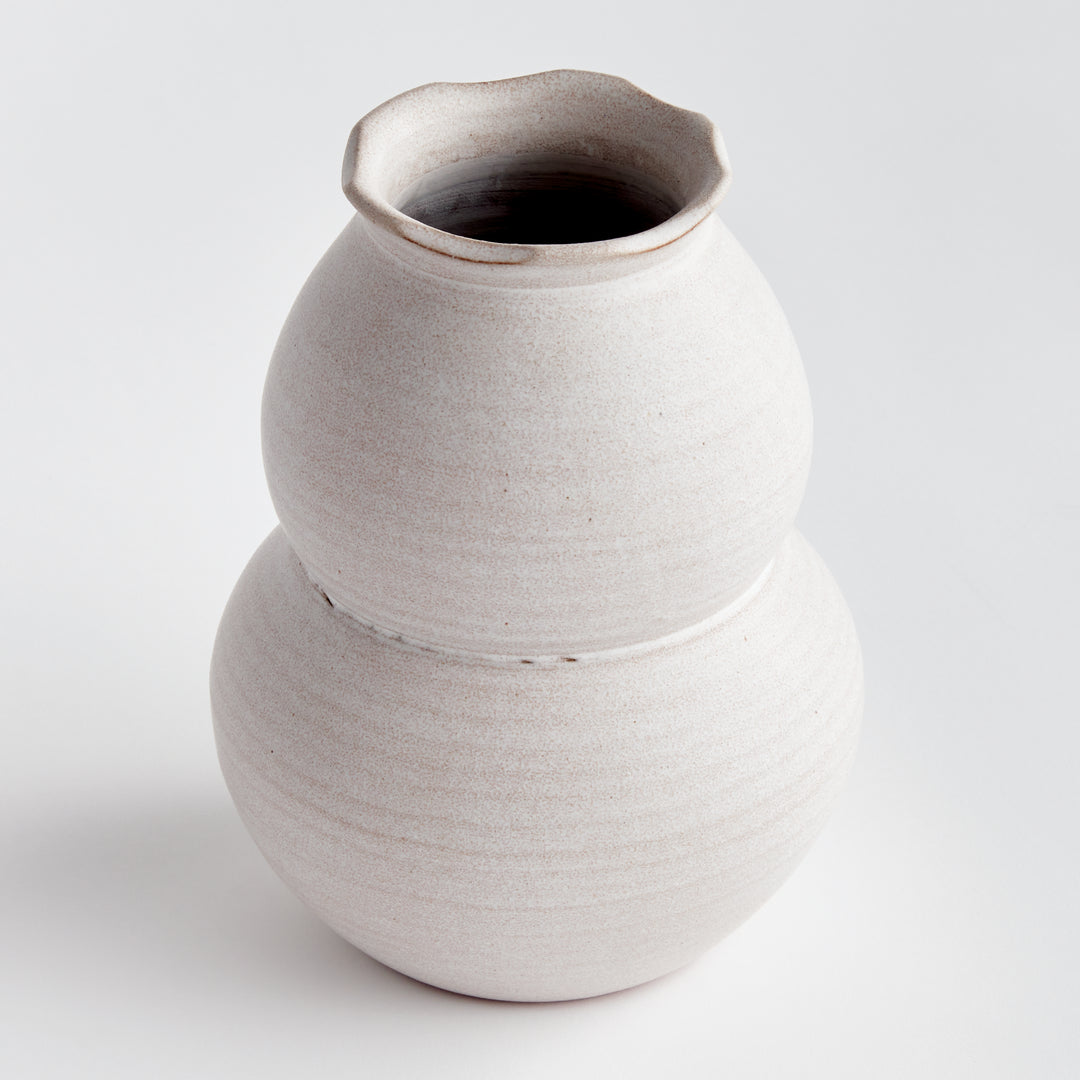 Hand-Thrown Large White Ceramic Vase with Matte Finish