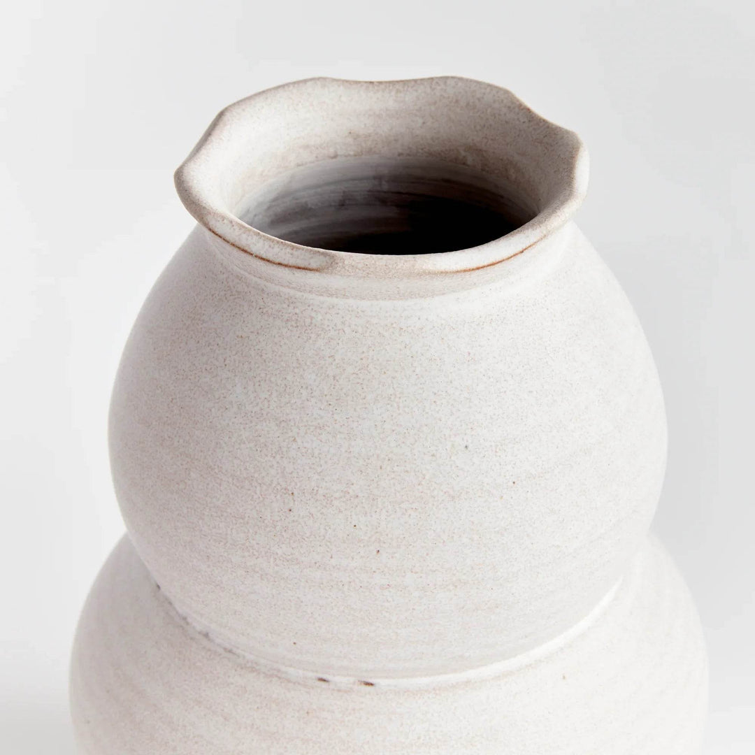 Hand-Thrown Large White Ceramic Vase with Matte Finish
