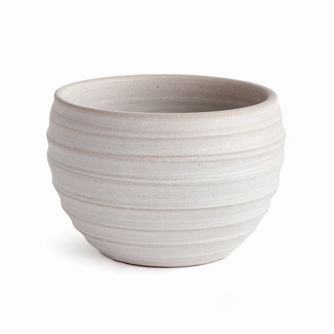 Hand-Thrown White Ceramic Planter Pot with Matte Finish