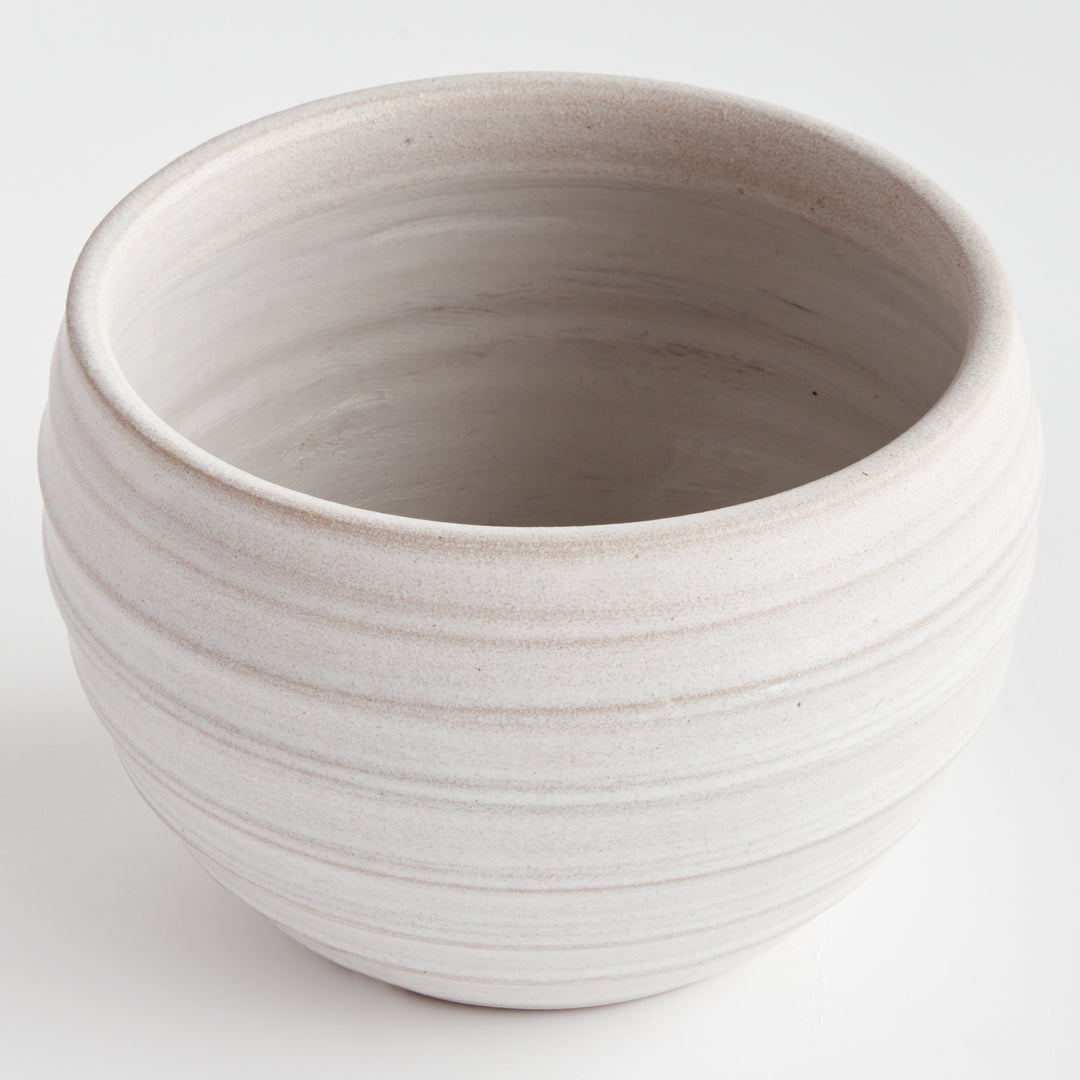 Hand-Thrown White Ceramic Planter Pot with Matte Finish