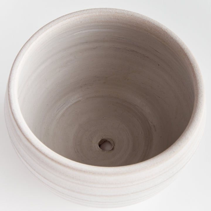 Hand-Thrown White Ceramic Planter Pot with Matte Finish