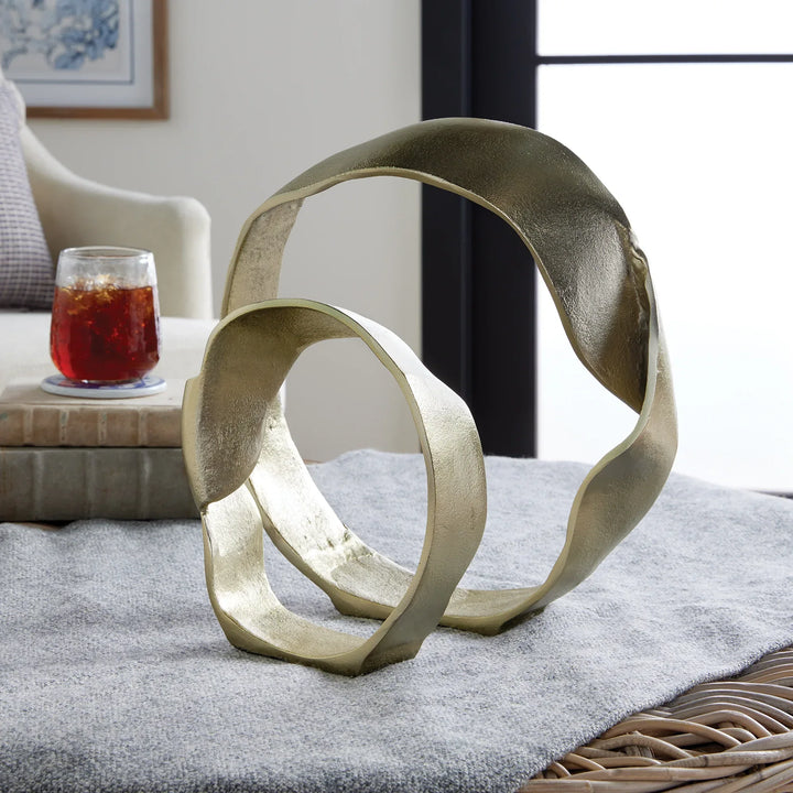 Abstract Gold Sculptures, Set Of 2