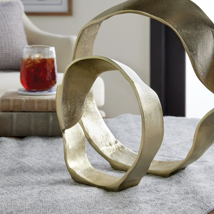 Abstract Gold Sculptures, Set Of 2