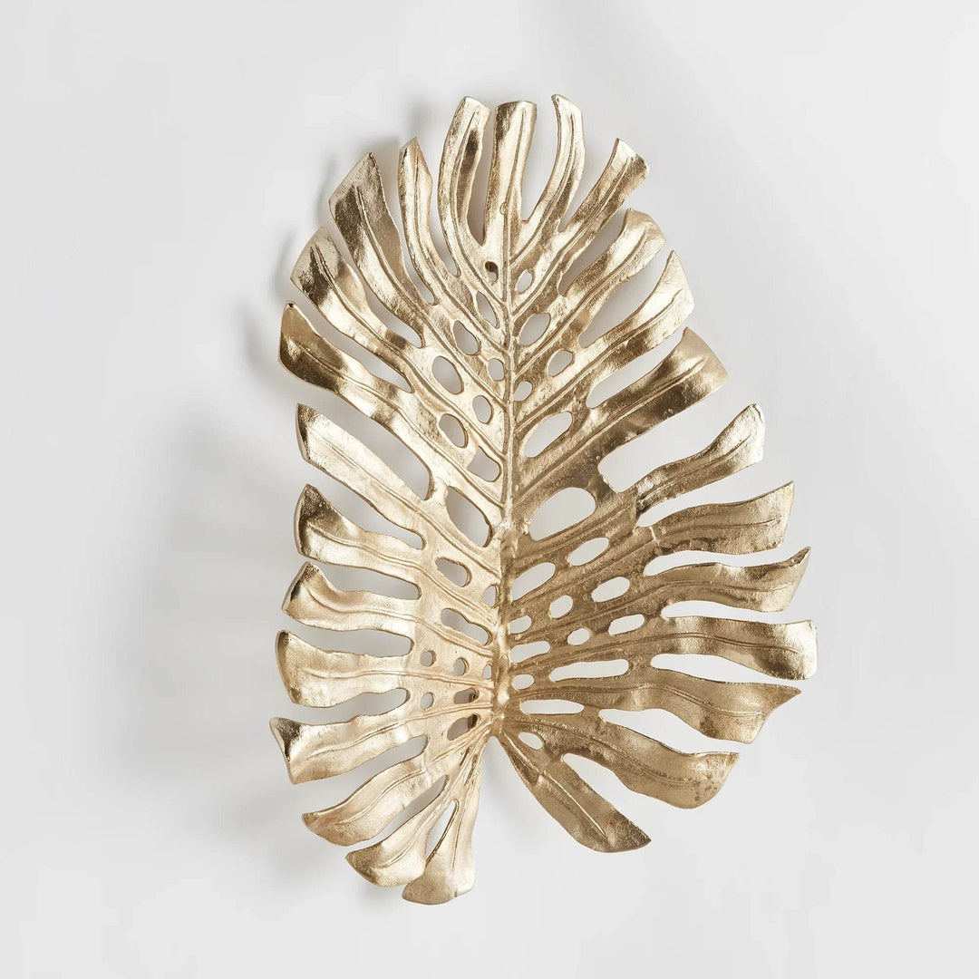 Gold Small Leaf Wall Decor Cast Aluminum Statement Accent