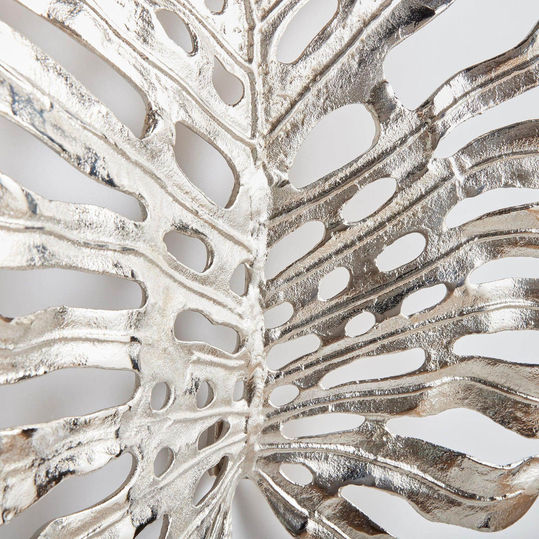 Silver Small Leaf Wall Decor Cast Aluminum Modern Accent