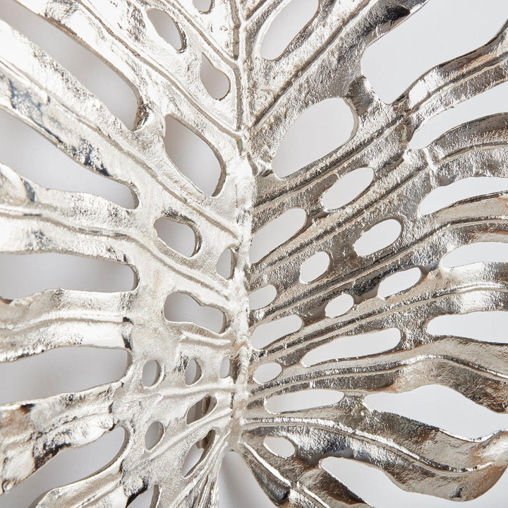 Silver Small Leaf Wall Decor Cast Aluminum Modern Accent