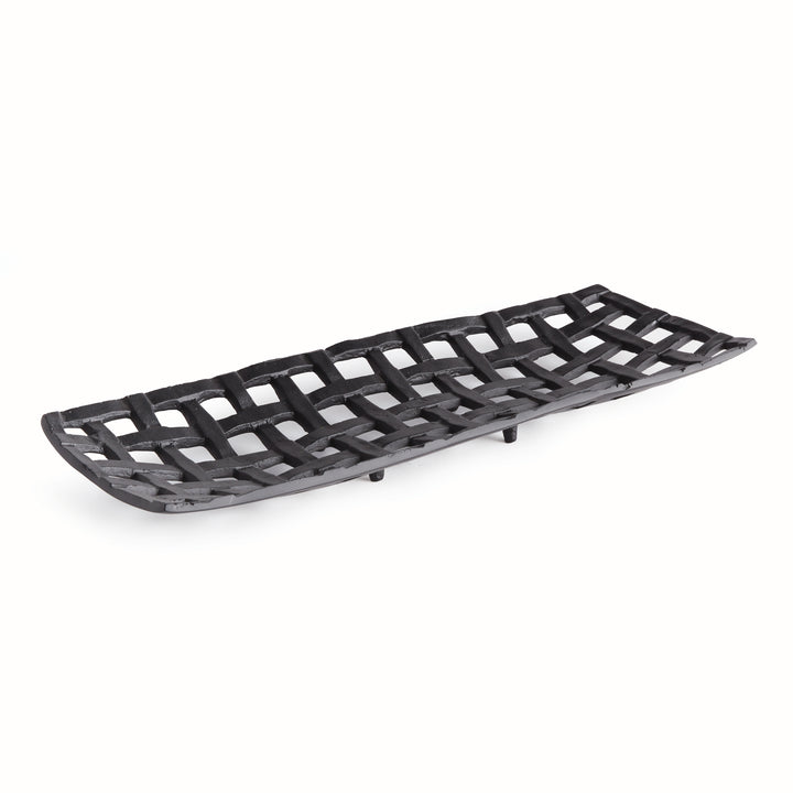 Decorative Rectangular Tray Centerpiece, Black