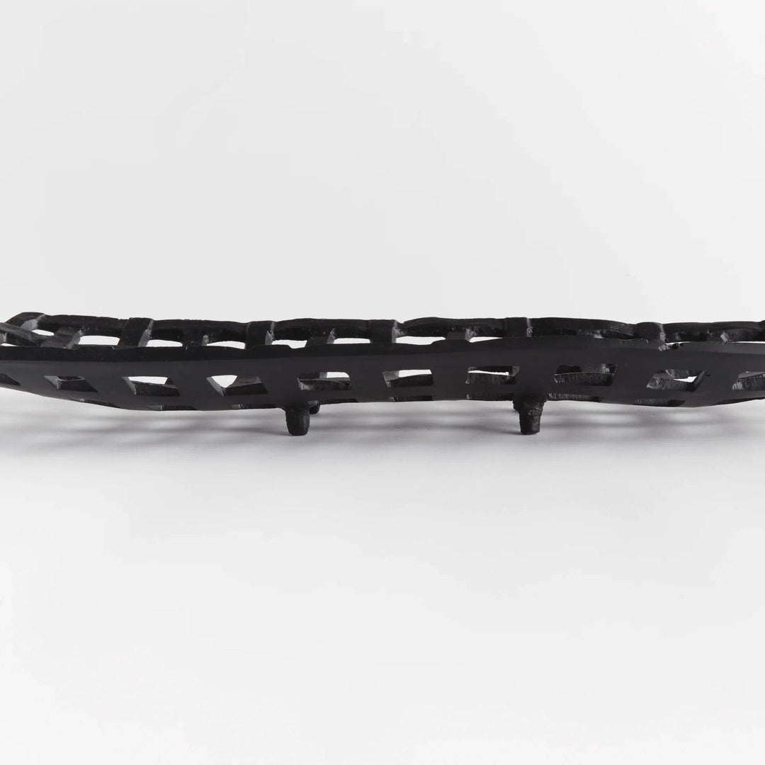 Decorative Rectangular Tray Centerpiece, Black
