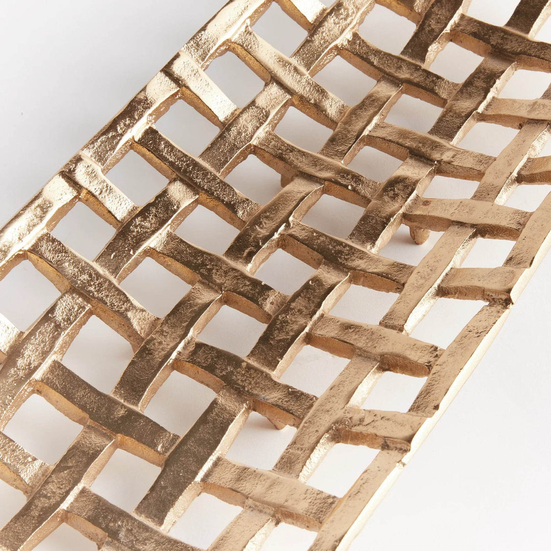 Modern Champagne Gold Cast Aluminum Tray, Close up