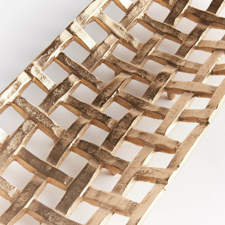 Modern Champagne Gold Cast Aluminum Tray, Close up