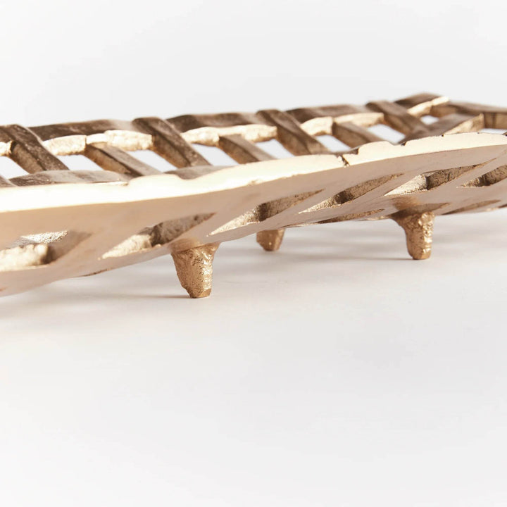 Modern Champagne Gold Cast Aluminum Tray Detailed View